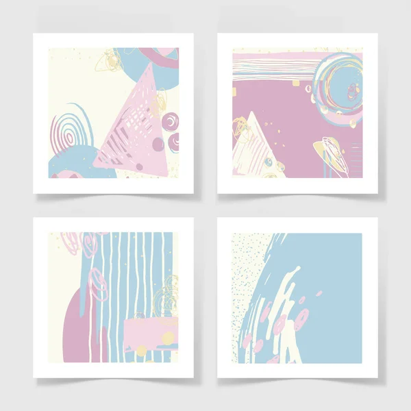 Set van 4 posters met abstracte trendy patroon achtergrond — Stockvector
