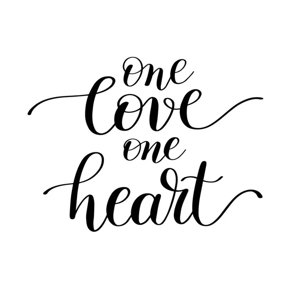 Un amore un cuore scritto a mano citazione di amore a val — Vettoriale Stock