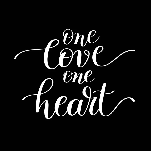 Een liefde één hart handgeschreven belettering citaat over liefde naar val — Stockvector