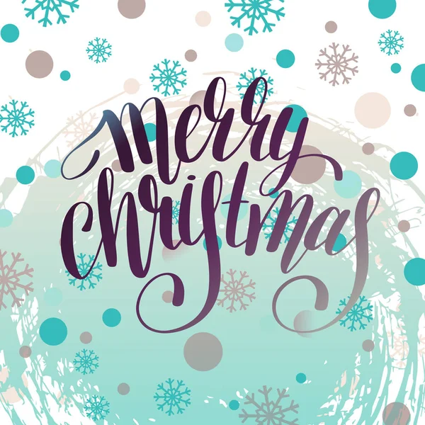 Veselé Vánoce rukopisné kaligrafie s sněhové vločky greetin — Stockový vektor