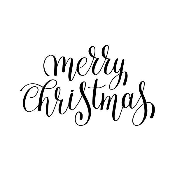 Merry christmas zwart-wit handgeschreven belettering inscriptio — Stockvector