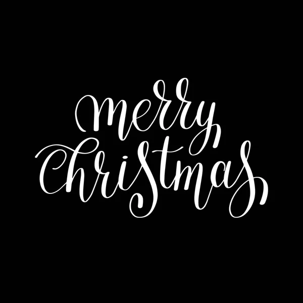 Feliz Natal preto e branco manuscrito lettering inscriptio — Vetor de Stock