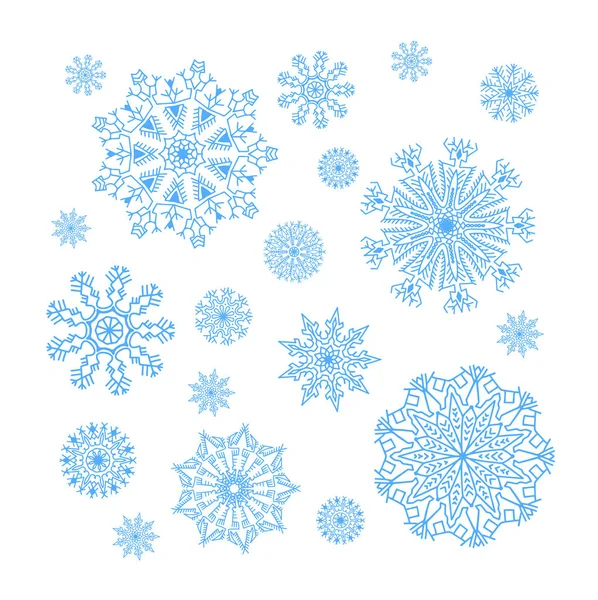 Collection de flocons de neige de Noël, ensemble d'ornement cercle, ornement — Image vectorielle