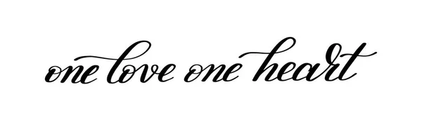 En kjærlighet ett hjerte håndskrevet skrift sitat om kjærlighet til val – stockvektor