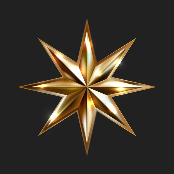 Mão desenho estrela de ouro com oito raios elemento elegante isolado — Vetor de Stock