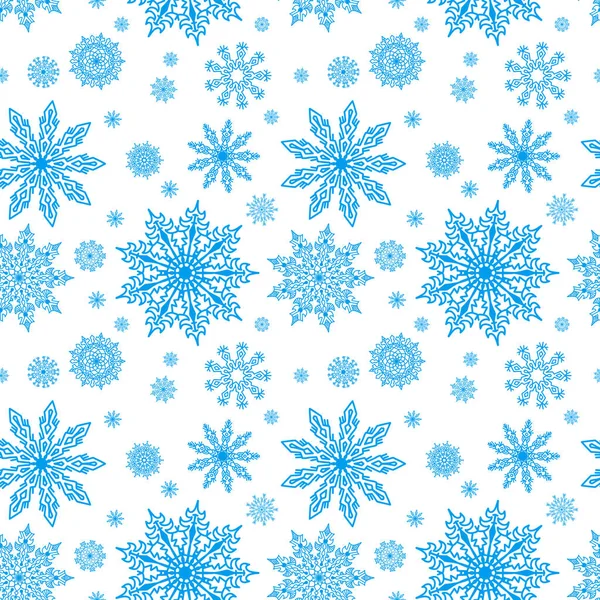 Padrão sem costura azul com flocos de neve para design de Natal —  Vetores de Stock