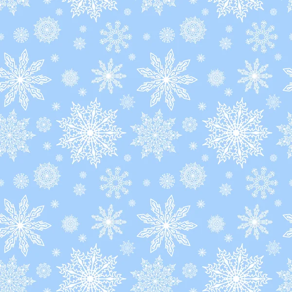 Padrão sem costura azul com flocos de neve para design de Natal —  Vetores de Stock