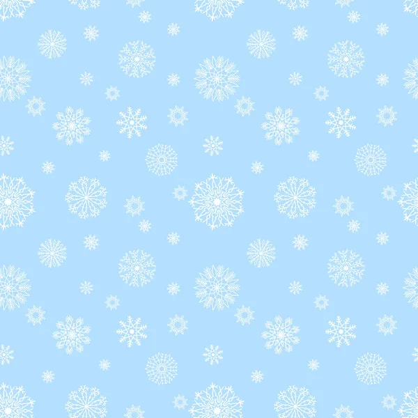 Padrão sem costura azul com flocos de neve para design de Natal — Vetor de Stock