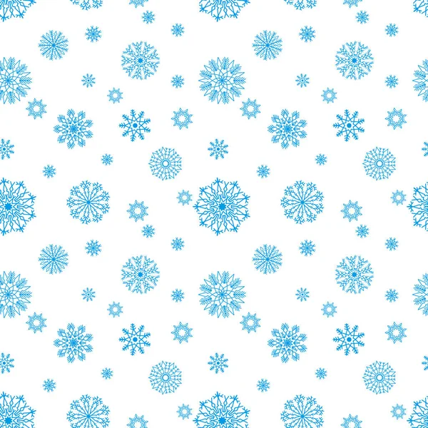 Padrão sem costura azul com flocos de neve para design de Natal —  Vetores de Stock