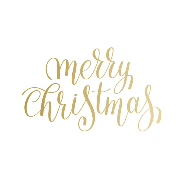 Merry christmas gouden logo handgeschreven letters inscriptie holi — Stockvector