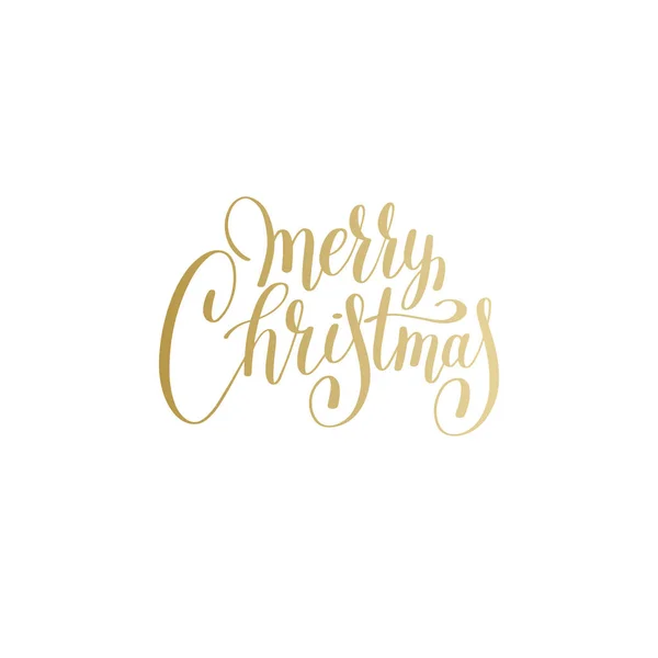 Merry christmas gold logo handskrivna bokstäver inskription holi — Stock vektor