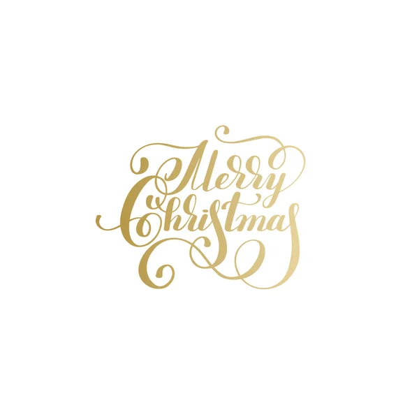 Feliz Natal logotipo do ouro manuscrito lettering inscrição holi — Vetor de Stock