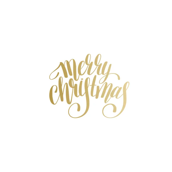 Merry christmas gouden logo handgeschreven letters inscriptie holi — Stockvector