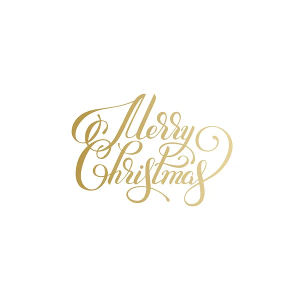 Feliz Navidad oro logotipo escrito a mano inscripción holi — Vector de stock
