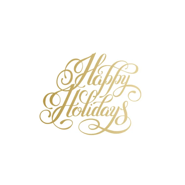 Happy holidays gold handwritten lettering text inscription holid — Stock Vector