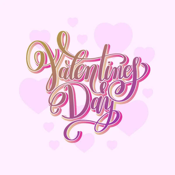 Valentines Day handwritten love lettering to greeting card, pos — Stock Vector