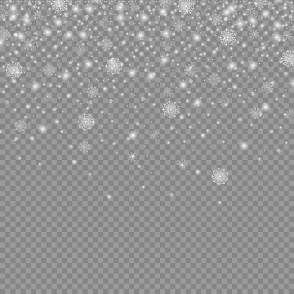 Fallende Weihnachtsdekoration Schnee isoliert auf transparentem Backgr — Stockvektor