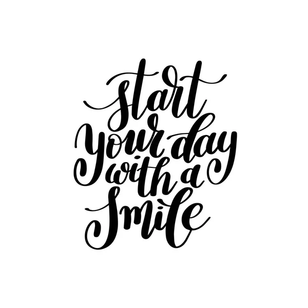 Start Your Day With a Smile Vector Text Phrase Illustration — Stock Vector