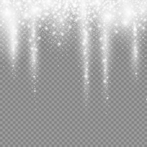Chute noël lumière décoration neige isolé sur transparent — Image vectorielle