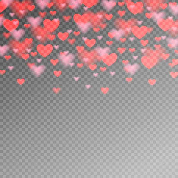 Valentijnsdag patroon met rood hart op transparante achtergrond — Stockvector