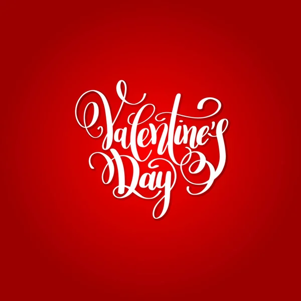 Feliz día de San Valentín escrito a mano letras diseño de vacaciones en rojo — Vector de stock