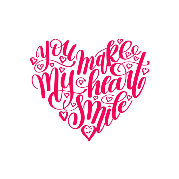 Učinit nabídku nápisy psané kaligrafie ve mi úsměv srdce — Stockový vektor