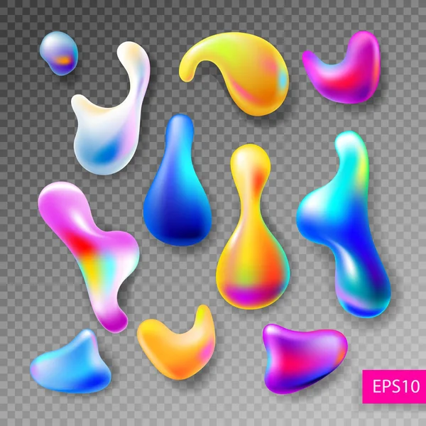 Serie di astratto luminoso plasma colorato gocce forme isolate su — Vettoriale Stock
