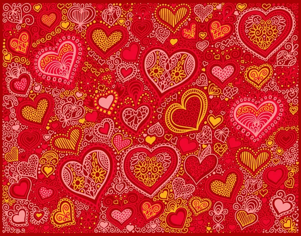 발렌타인 데이에 붉은 색에서 심장 모양 배경 그리기 — 스톡 벡터