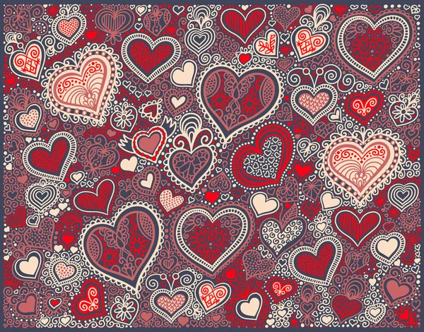 Herzform Hintergrund in roten Farben zum Valentinstag — Stockvektor