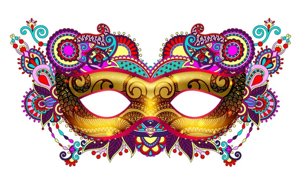 3D-gold Venetiaanse carnaval masker silhouet met decoratieve bloemen — Stockvector