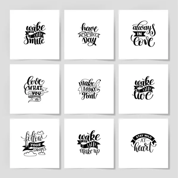 Conjunto de letras manuscritas cita positiva sobre la vida — Vector de stock