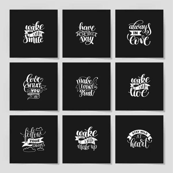 Conjunto de letras manuscritas cita positiva sobre la vida — Vector de stock