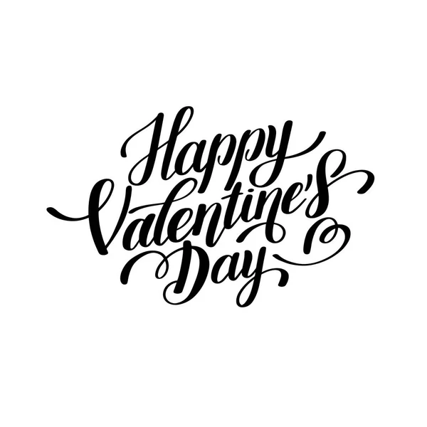 Feliz día de San Valentín escrito a mano letras diseño de vacaciones — Vector de stock