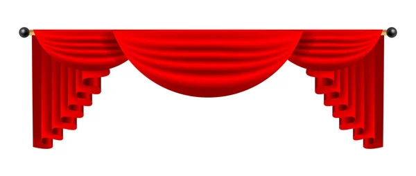 Rideau de soie de luxe rouge 3d, décoration intérieure réaliste velours — Image vectorielle