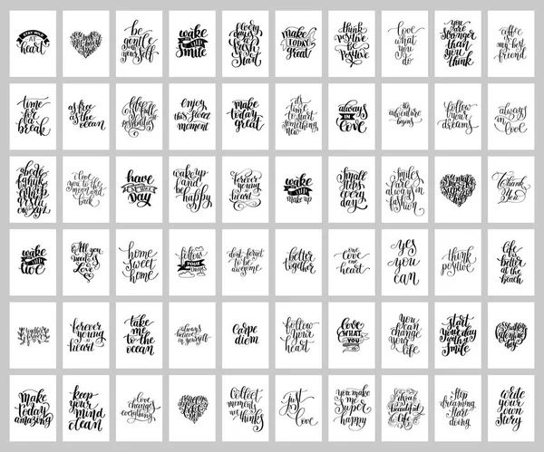 Mega conjunto de 60 mão escrita lettering quo inspirador positivo —  Vetores de Stock