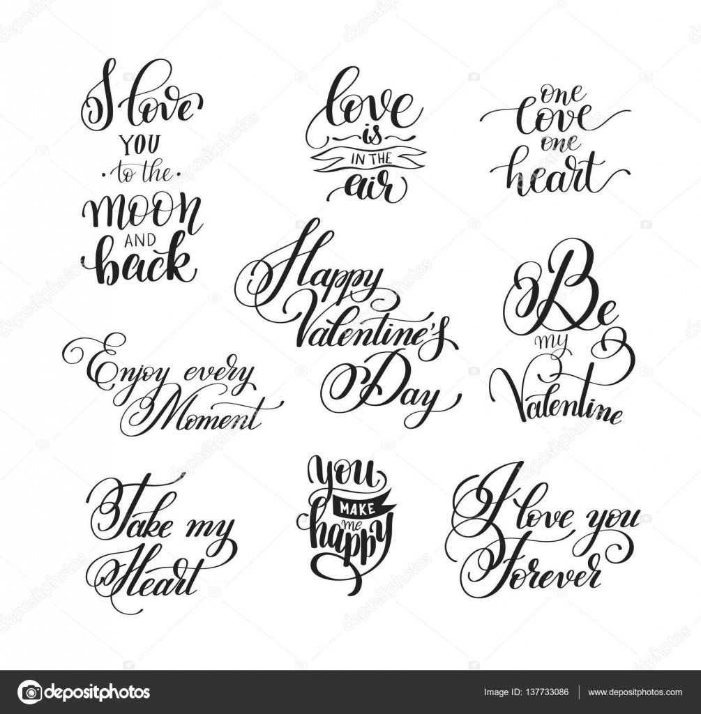 Handwritten Love Quotes Set Of Handwritten Lettering Positive