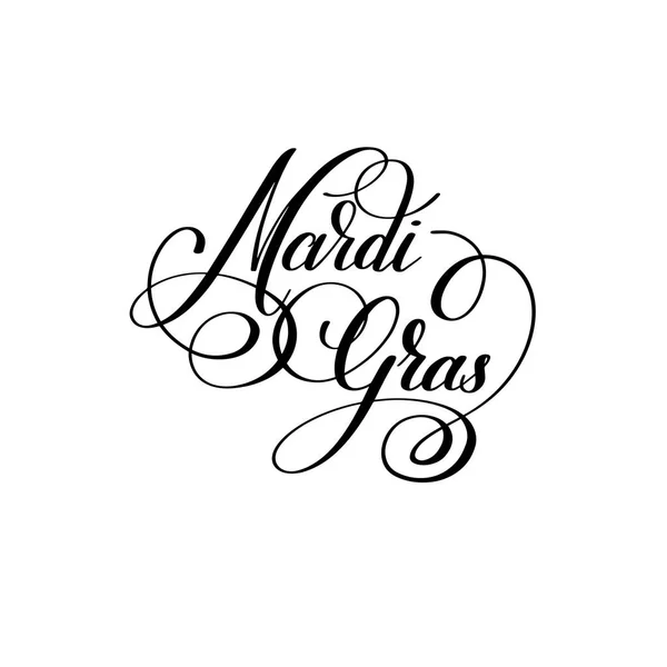 Carn poster Mardi gras zwart-wit kalligrafische letters — Stockvector