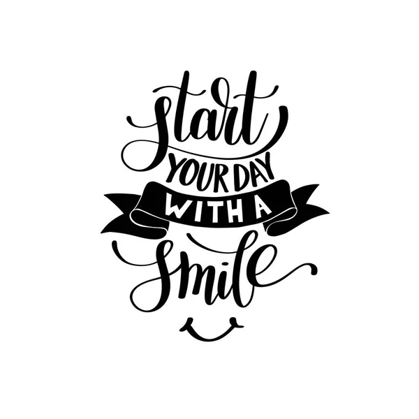 一日のスタートは笑顔ベクトル テキスト フレーズ イラスト — ストックベクタ