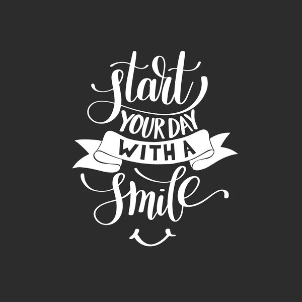 Start your day with a Smile Vector Text Phrase Illustration — стоковый вектор