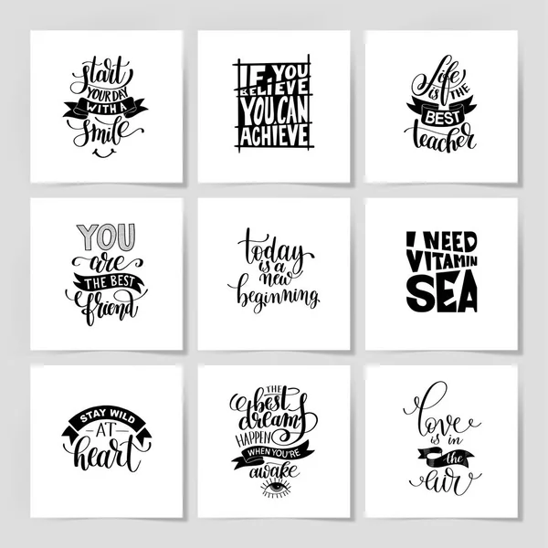 Set of handwritten lettering positive quote about life — Stock Vector