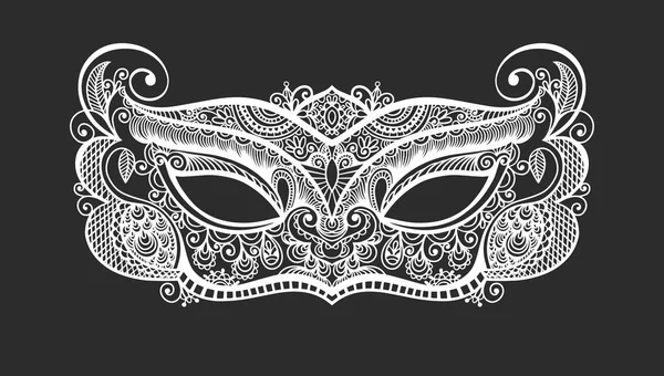 Negro lineart veneciano carnaval máscara silueta — Vector de stock