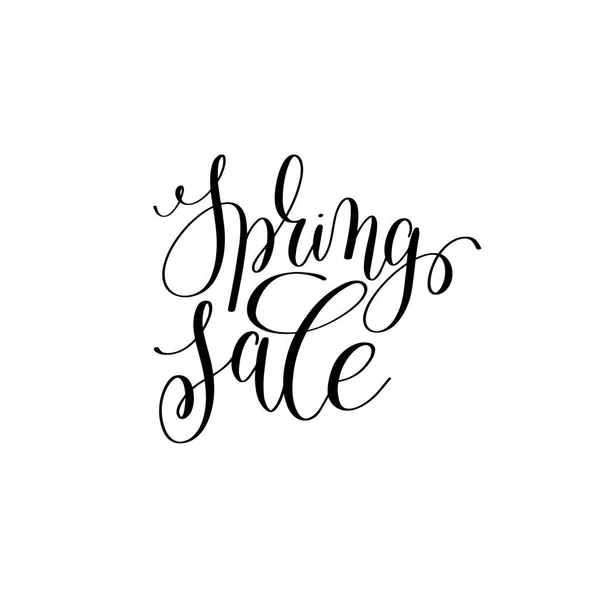 Primavera preto e branco mão escrita lettering inscrição — Vetor de Stock