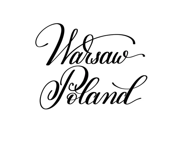 Hand lettering the name of the European capital - Warsaw Poland — Stock Vector