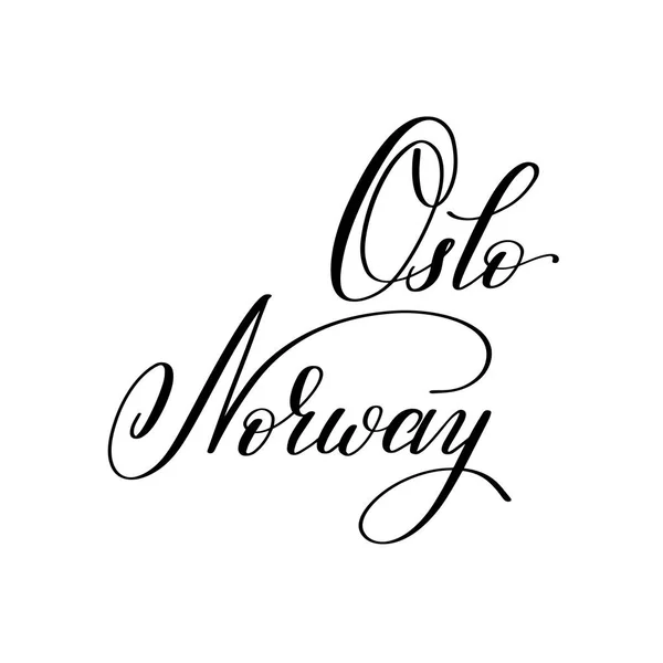 Hand belettering van de naam van de Europese hoofdstad - Oslo Noorwegen — Stockvector