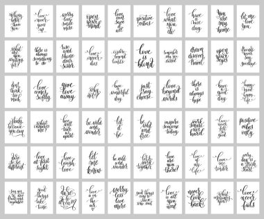 mega set of 60 hand written lettering positive inspirational quo clipart