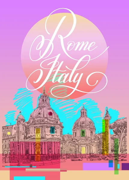 Diseño de póster de arte contemporáneo de Roma Italia — Vector de stock