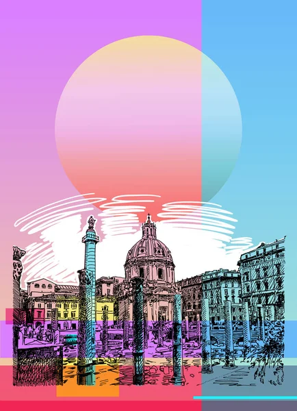 Affiche d'art contemporain design de Rome Italie — Image vectorielle