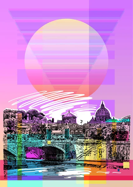 Diseño de póster de arte contemporáneo de Roma Italia — Vector de stock
