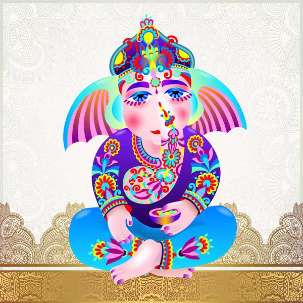 Señor Ganesha sobre fondo de lujo de oro claro — Archivo Imágenes Vectoriales