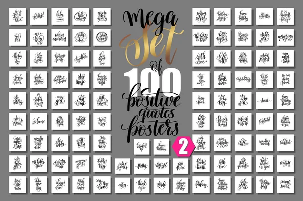 Conjunto de 100 citas positivas carteles sobre la familia, fiesta de cumpleaños — Vector de stock